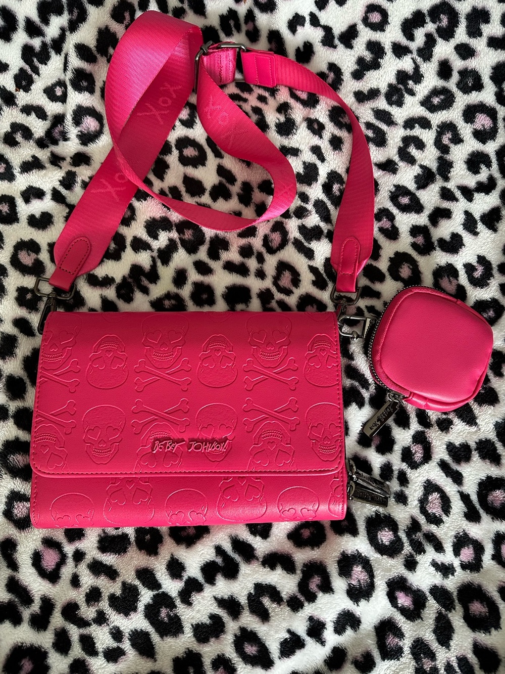 Betsey Johnson Pink Skeleton Purse